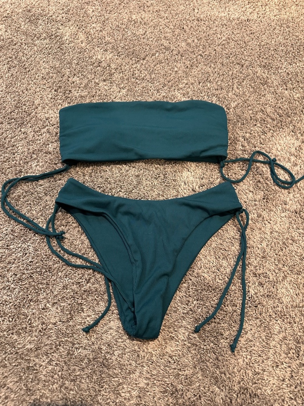 Zaful Deep Teal Bandeau Bikini Set